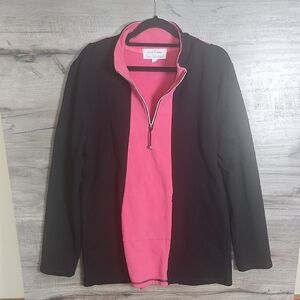Neon Buddha Lux Leisure Colorblock 1/4 Zip Pullover In Black + Pink